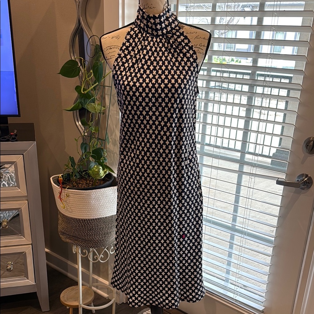 100% Black and White Halter Dress